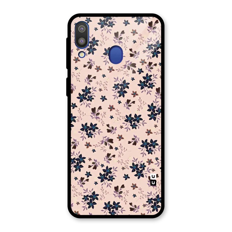 Blue Peach Floral Glass Back Case for Galaxy M20