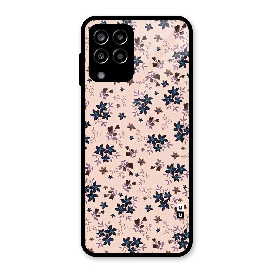 Blue Peach Floral Glass Back Case for Galaxy M33