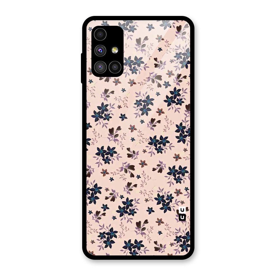 Blue Peach Floral Glass Back Case for Galaxy M51