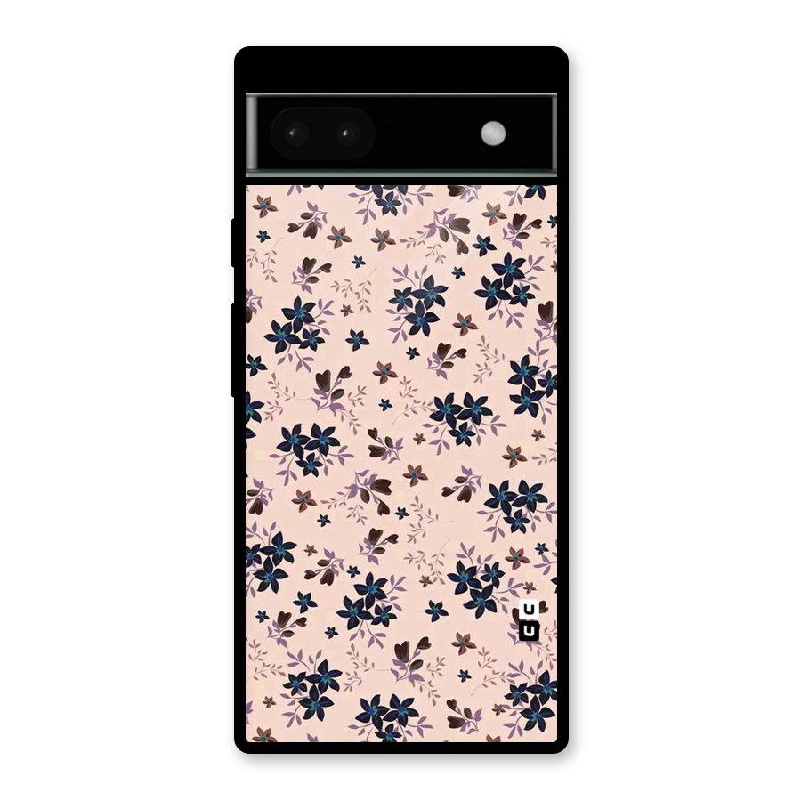 Blue Peach Floral Glass Back Case for Google Pixel 6a
