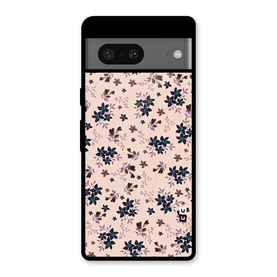 Blue Peach Floral Glass Back Case for Google Pixel 7