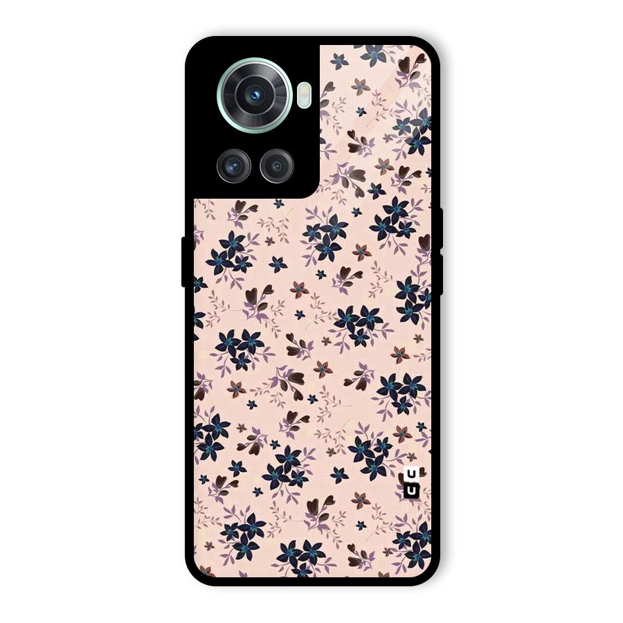 Blue Peach Floral Glass Back Case for OnePlus 10R