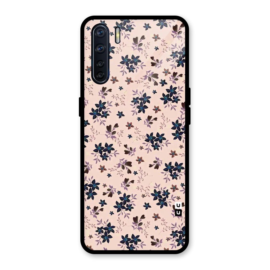 Blue Peach Floral Glass Back Case for Oppo F15