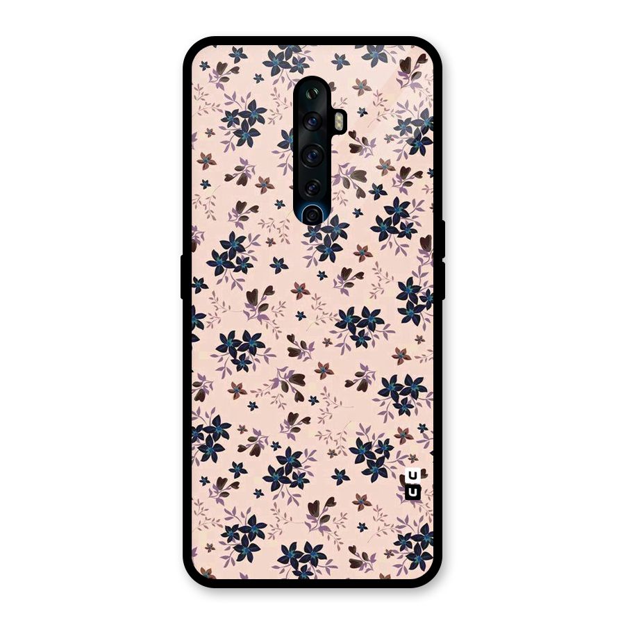 Blue Peach Floral Glass Back Case for Oppo Reno2 Z