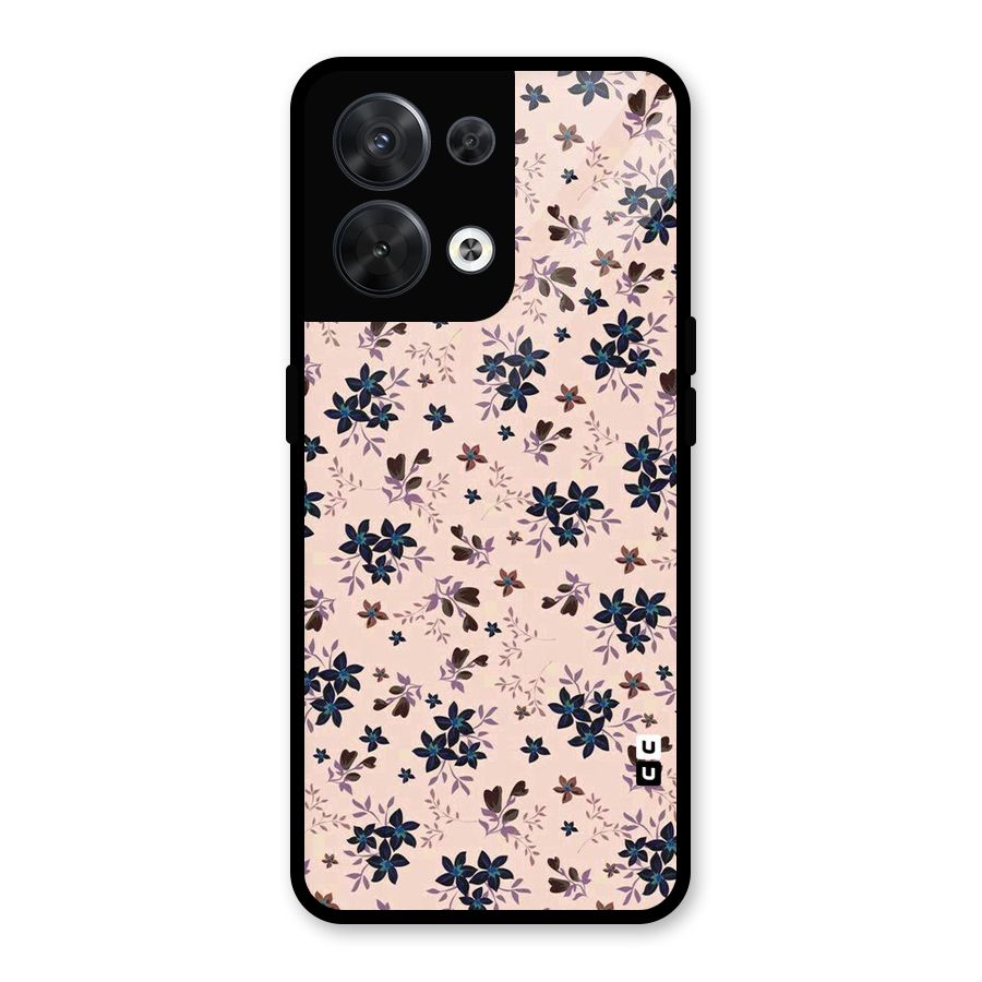 Blue Peach Floral Glass Back Case for Oppo Reno8 5G
