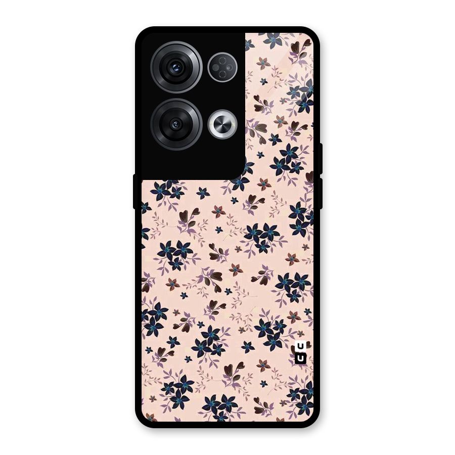 Blue Peach Floral Glass Back Case for Oppo Reno8 Pro 5G