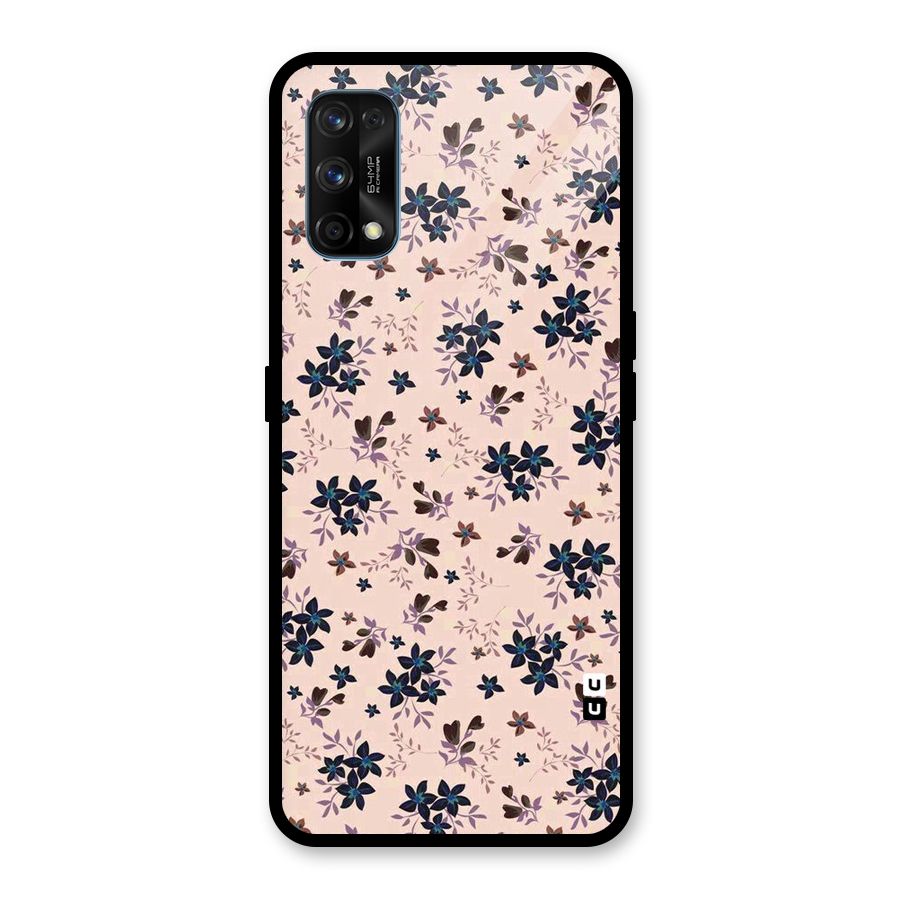 Blue Peach Floral Glass Back Case for Realme 7 Pro