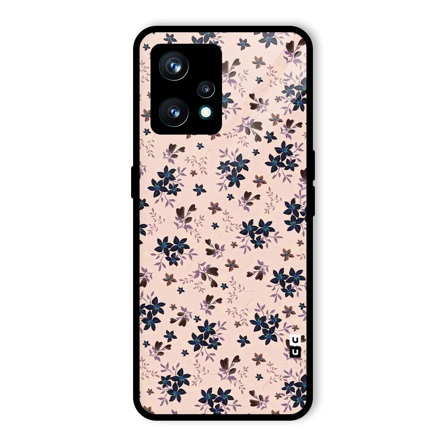 Blue Peach Floral Glass Back Case for Realme 9 Pro Plus 5G