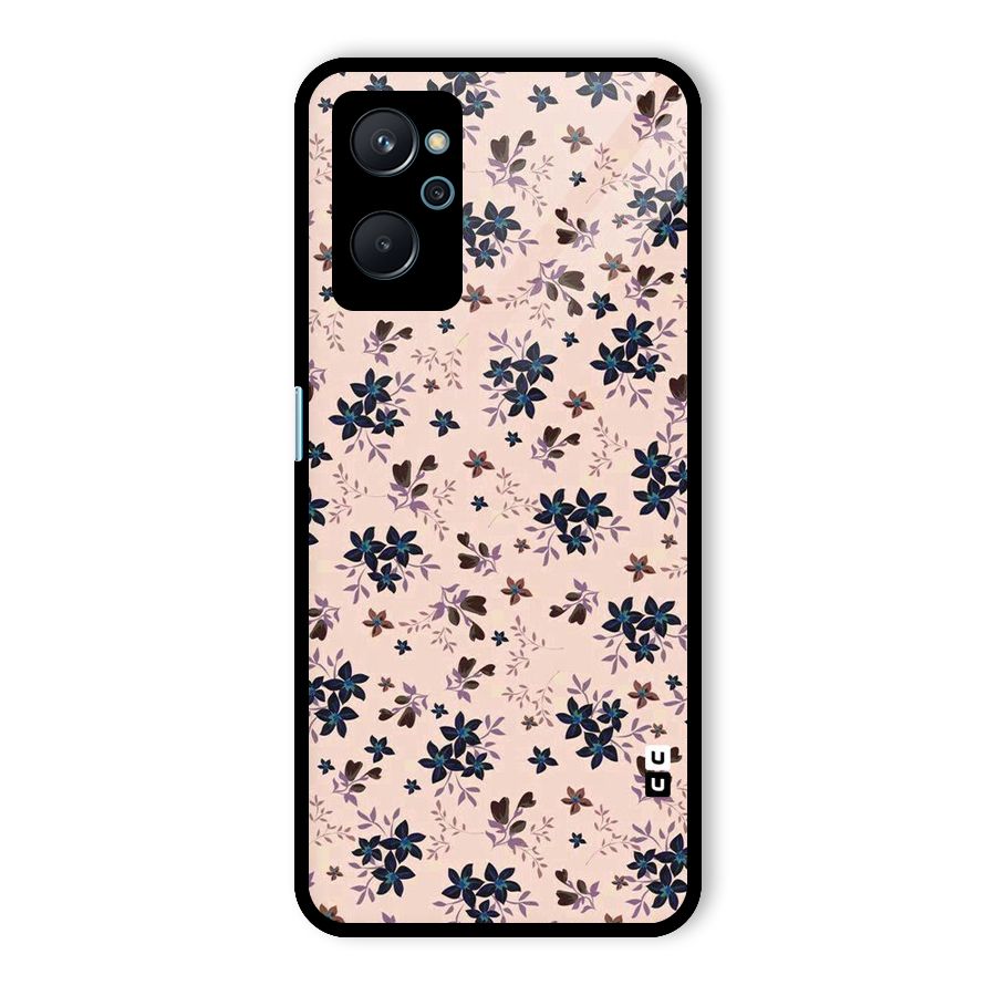 Blue Peach Floral Glass Back Case for Realme 9i