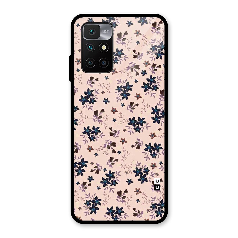 Blue Peach Floral Glass Back Case for Redmi 10 Prime