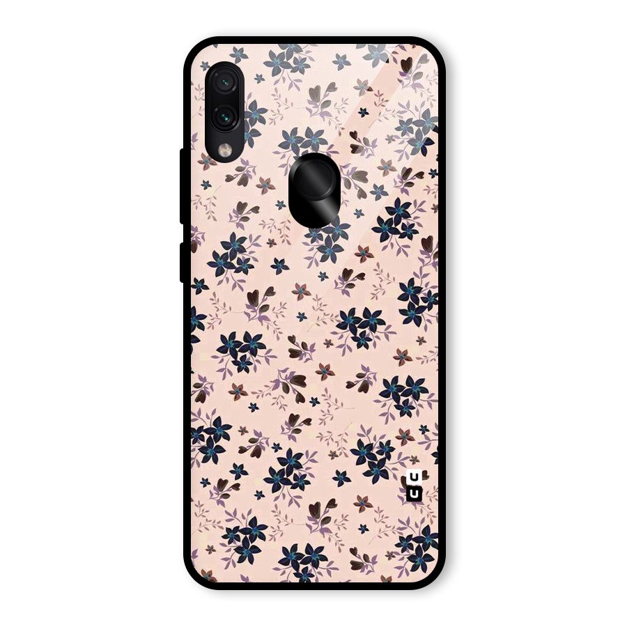 Blue Peach Floral Glass Back Case for Redmi Note 7S