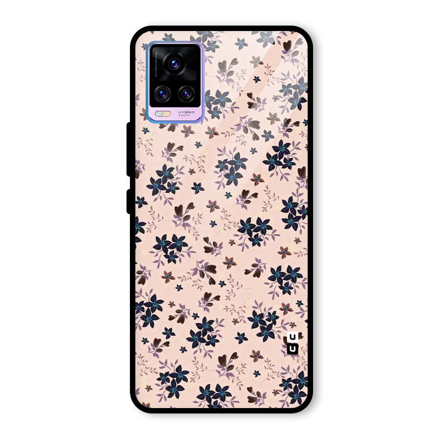 Blue Peach Floral Glass Back Case for Vivo V20 Pro