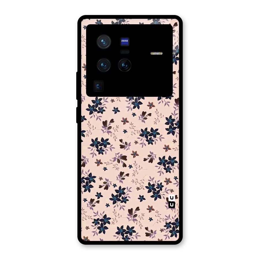 Blue Peach Floral Glass Back Case for Vivo X80 Pro
