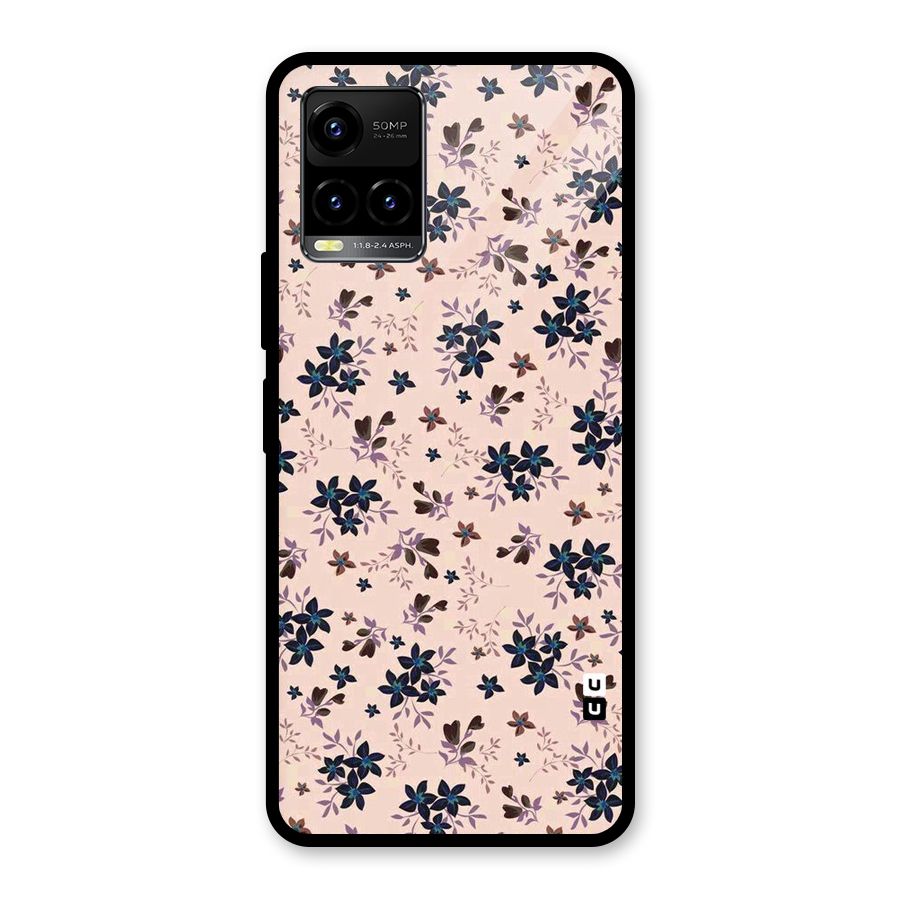 Blue Peach Floral Glass Back Case for Vivo Y21T