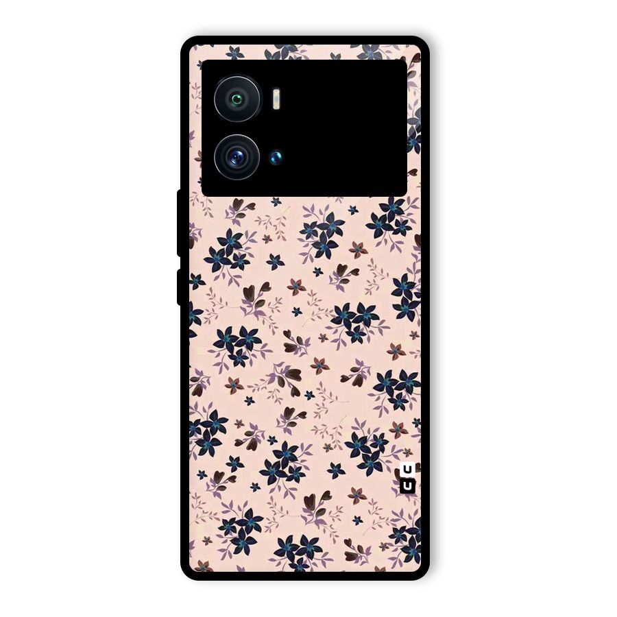 Blue Peach Floral Glass Back Case for Vivo iQOO 9 Pro