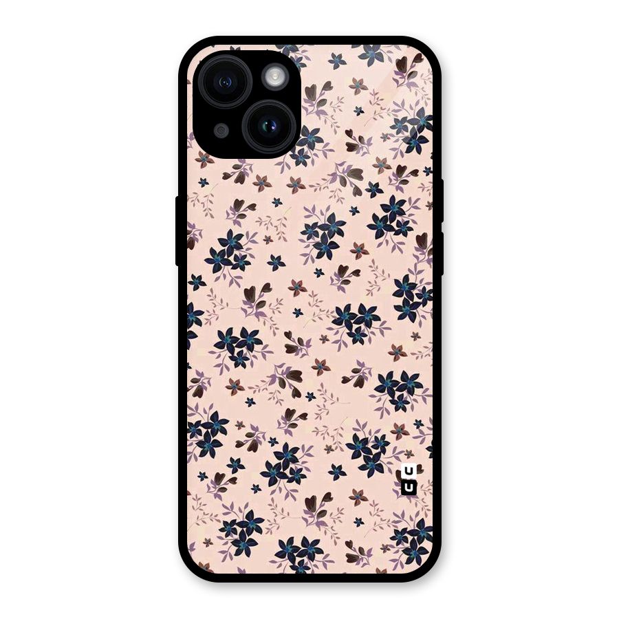 Blue Peach Floral Glass Back Case for iPhone 14