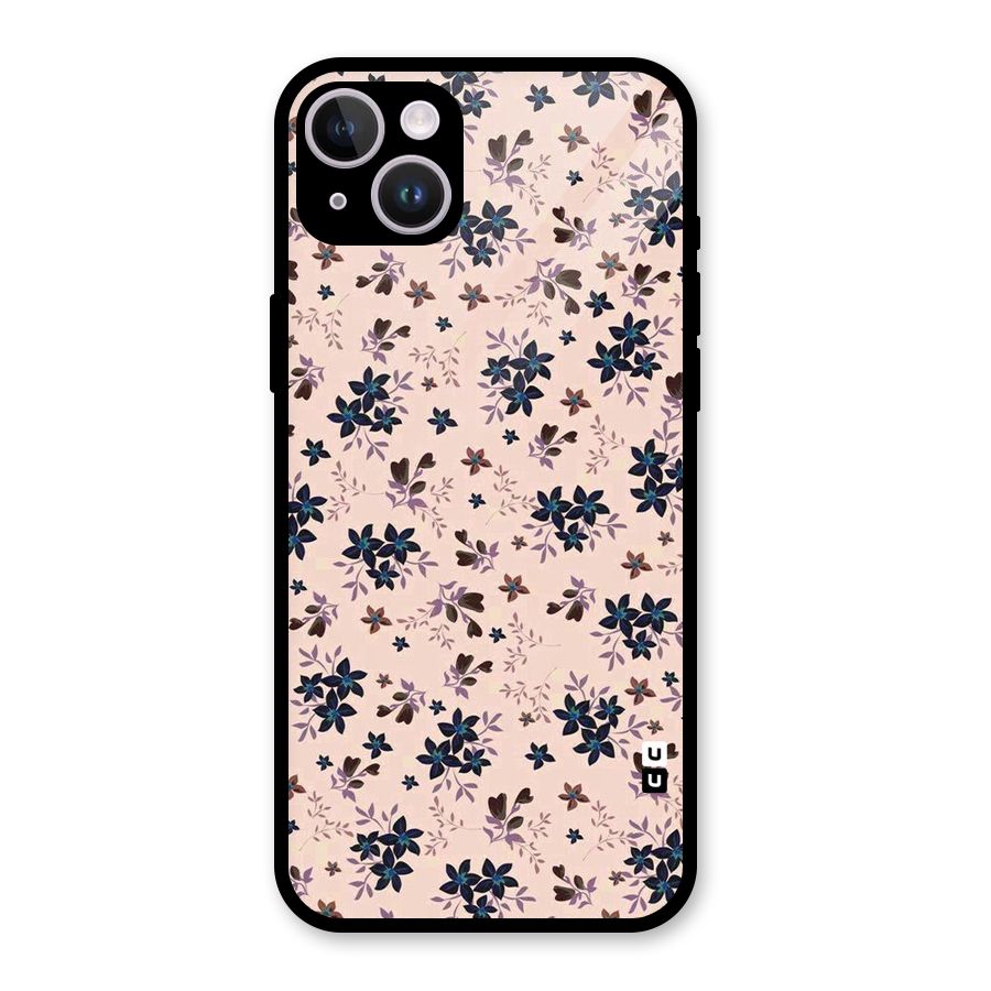 Blue Peach Floral Glass Back Case for iPhone 14 Plus