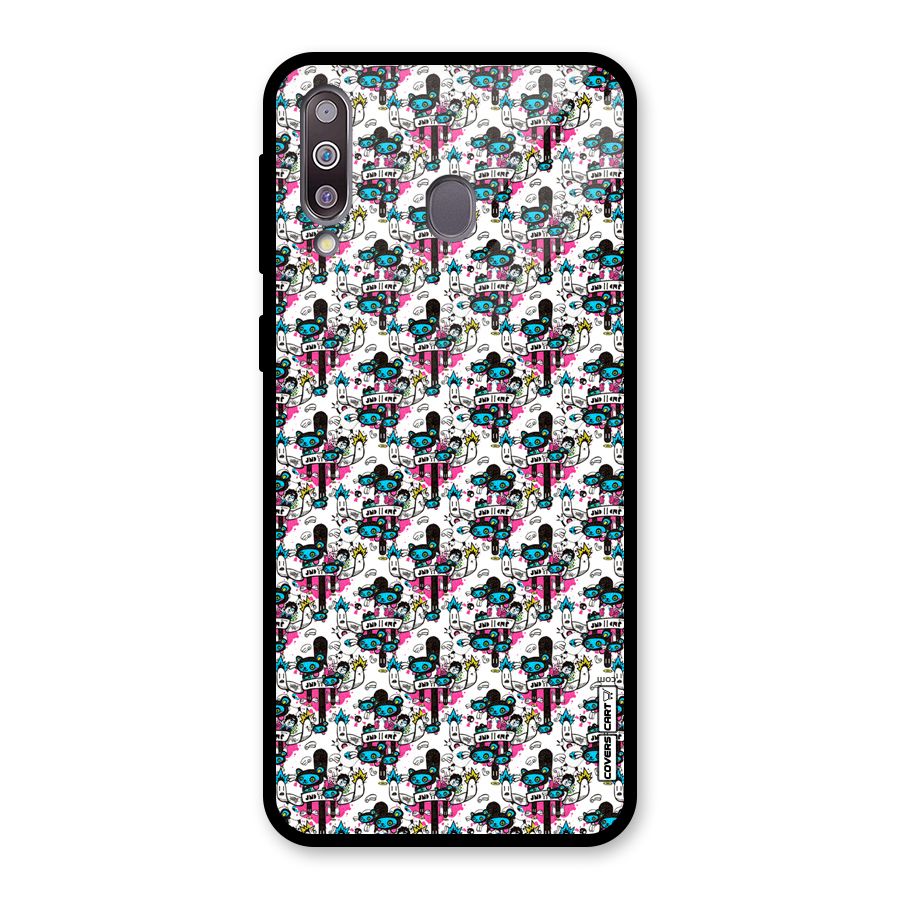 Blue Pink Pattern Glass Back Case for Galaxy M30