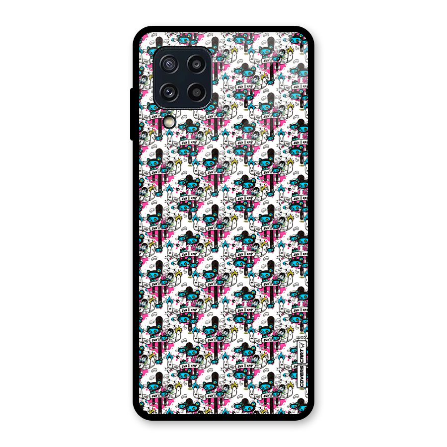 Blue Pink Pattern Glass Back Case for Galaxy M32