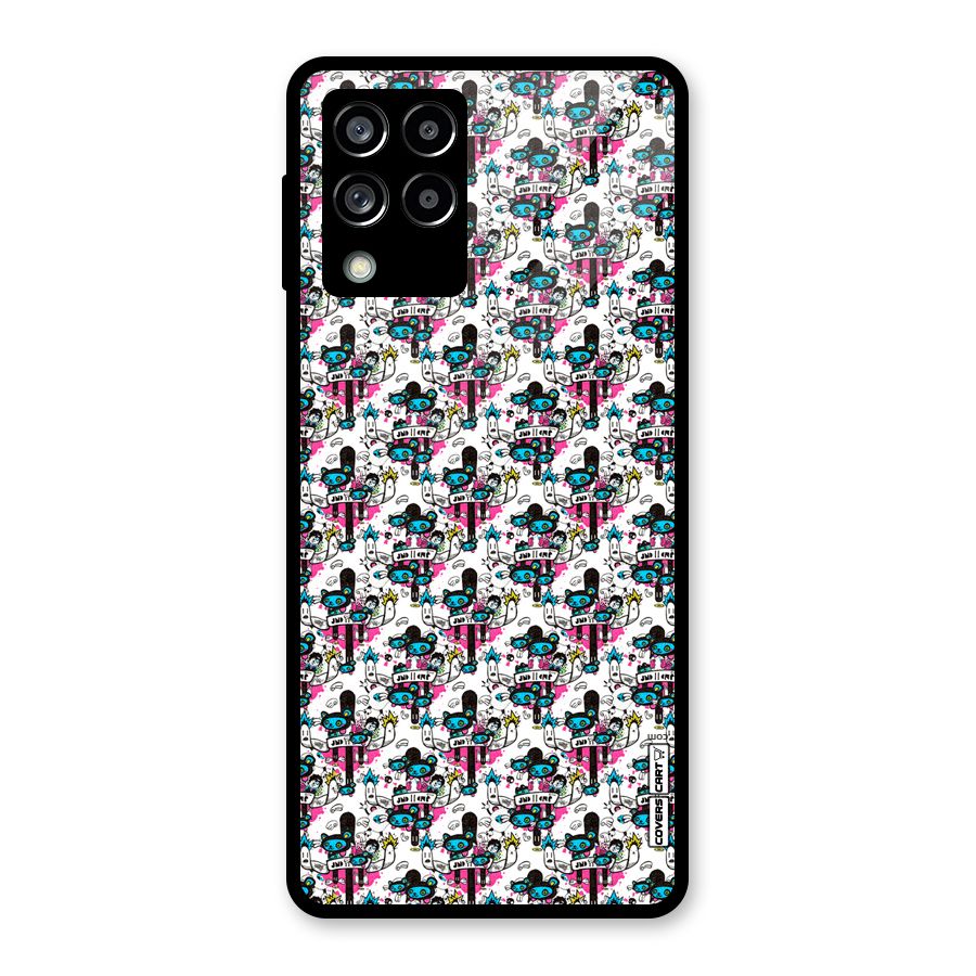 Blue Pink Pattern Glass Back Case for Galaxy M53 5G