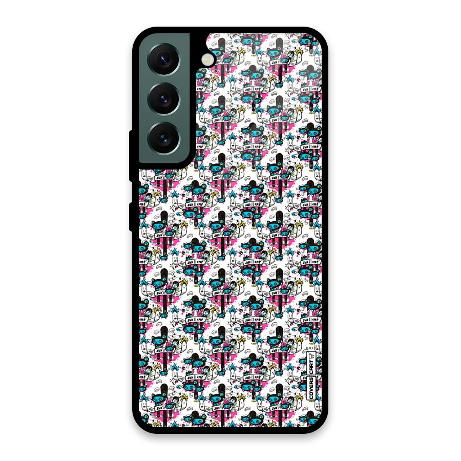 Blue Pink Pattern Glass Back Case for Galaxy S22 5G