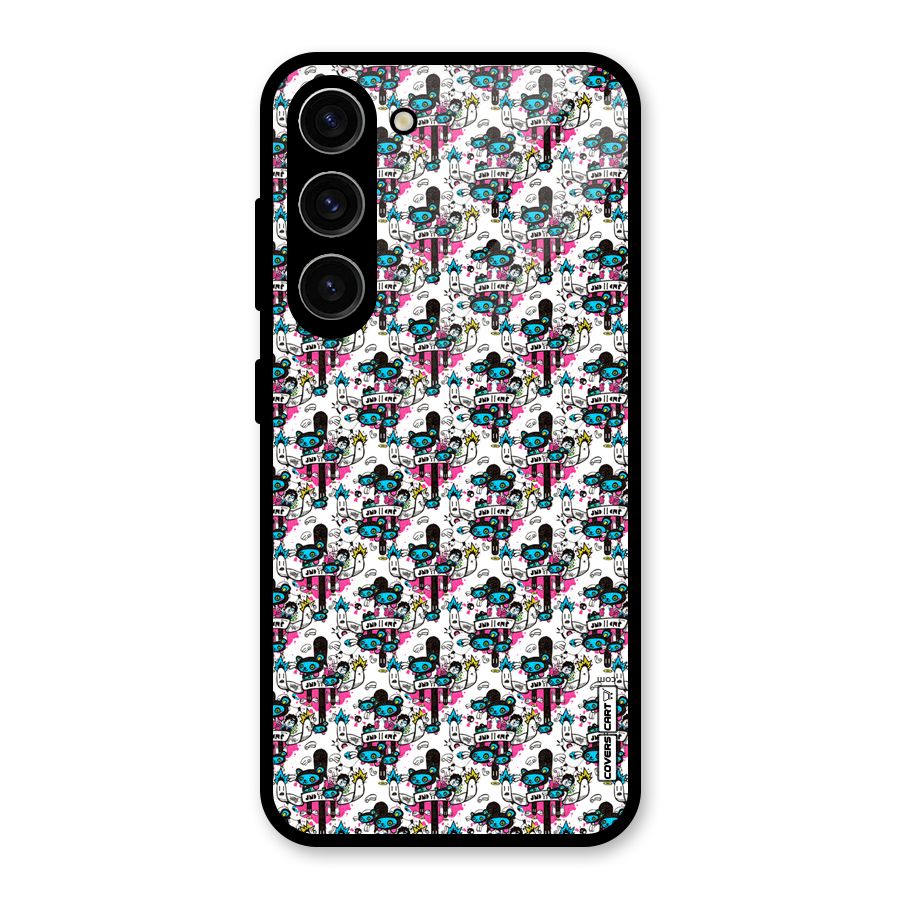 Blue Pink Pattern Glass Back Case for Galaxy S23