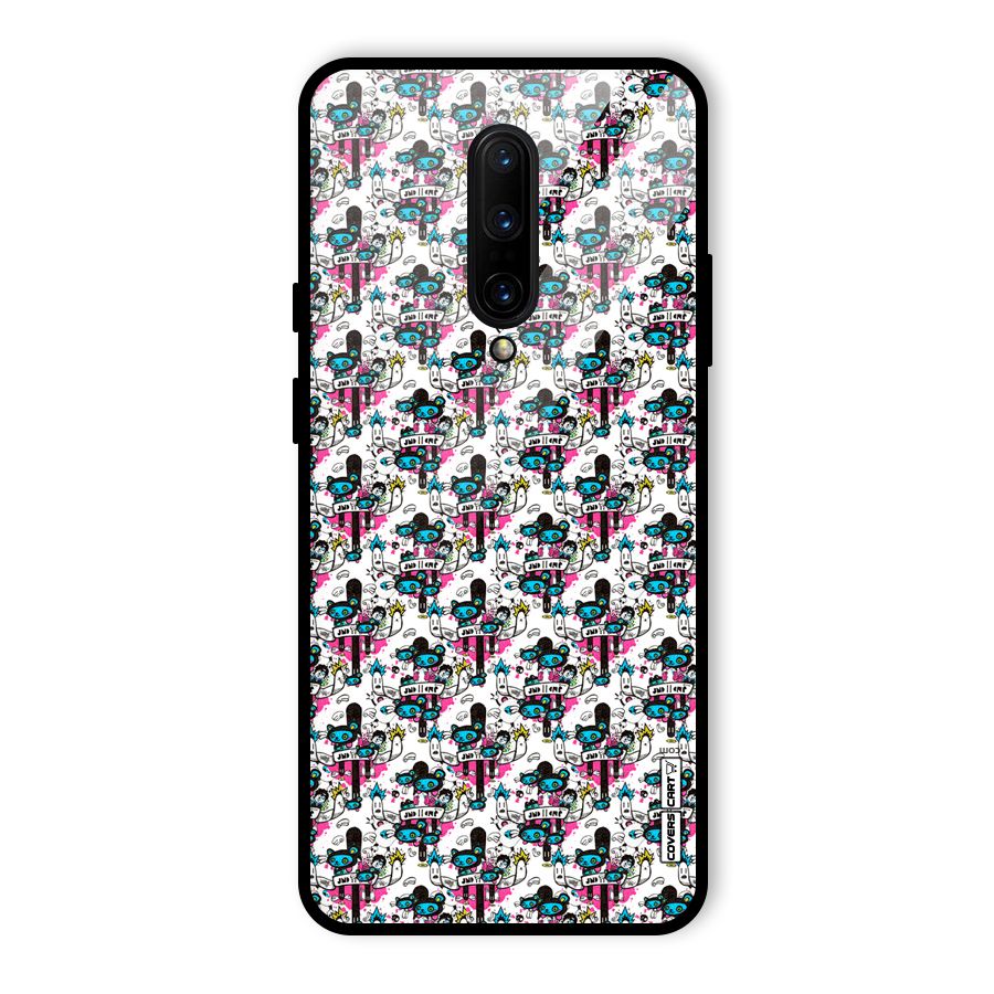 Blue Pink Pattern Glass Back Case for OnePlus 7 Pro