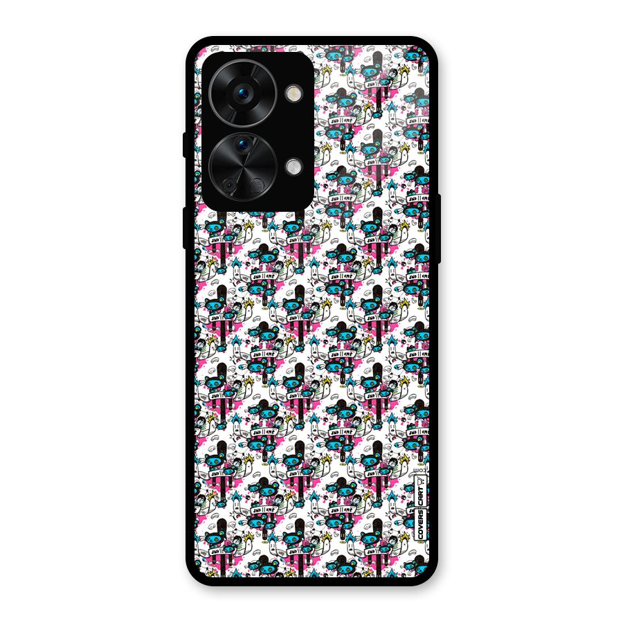 Blue Pink Pattern Glass Back Case for OnePlus Nord 2T