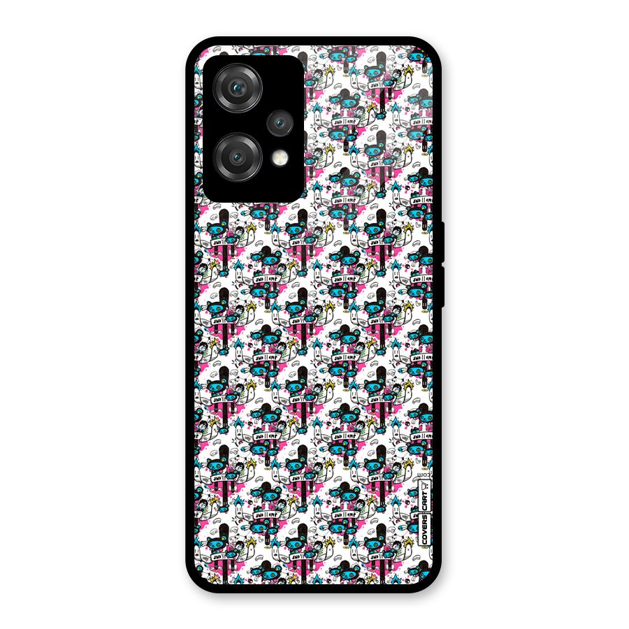Blue Pink Pattern Glass Back Case for OnePlus Nord CE 2 Lite 5G