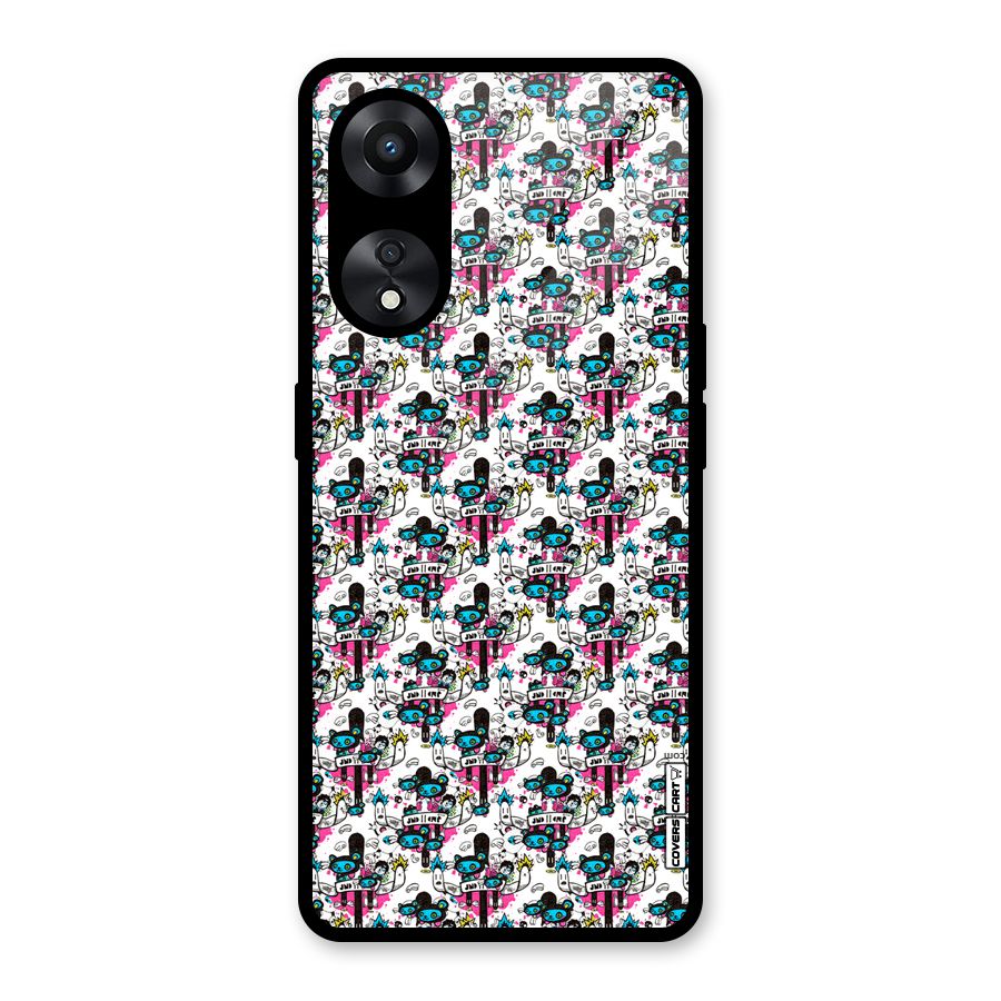 Blue Pink Pattern Glass Back Case for Oppo A78