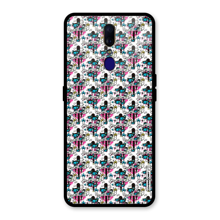 Blue Pink Pattern Glass Back Case for Oppo F11