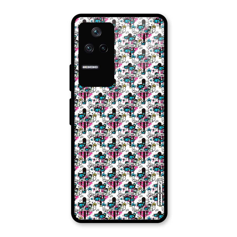 Blue Pink Pattern Glass Back Case for Poco F4 5G