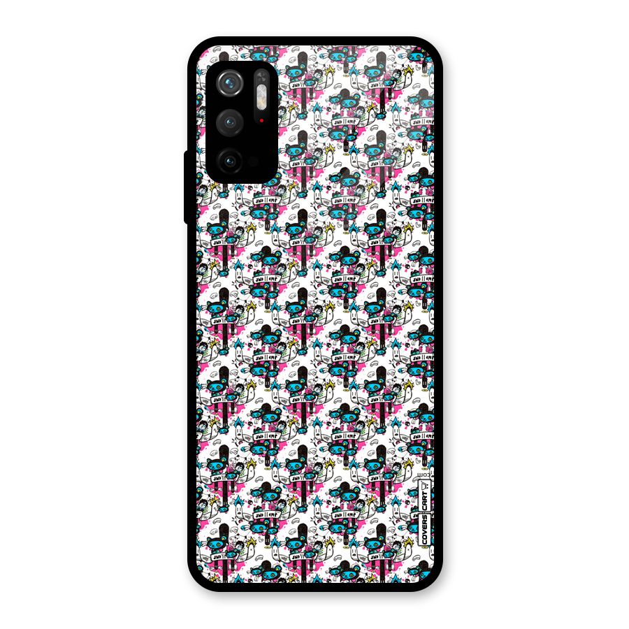 Blue Pink Pattern Glass Back Case for Poco M3 Pro 5G