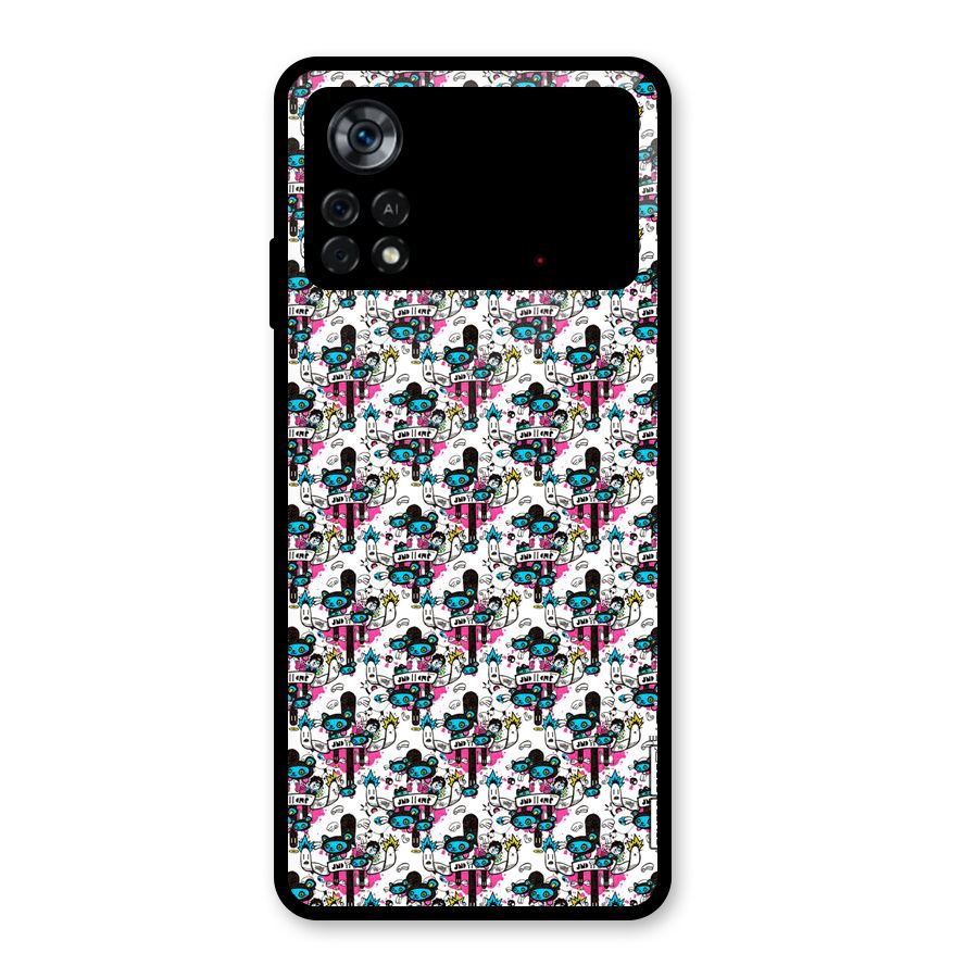 Blue Pink Pattern Glass Back Case for Poco X4 Pro 5G