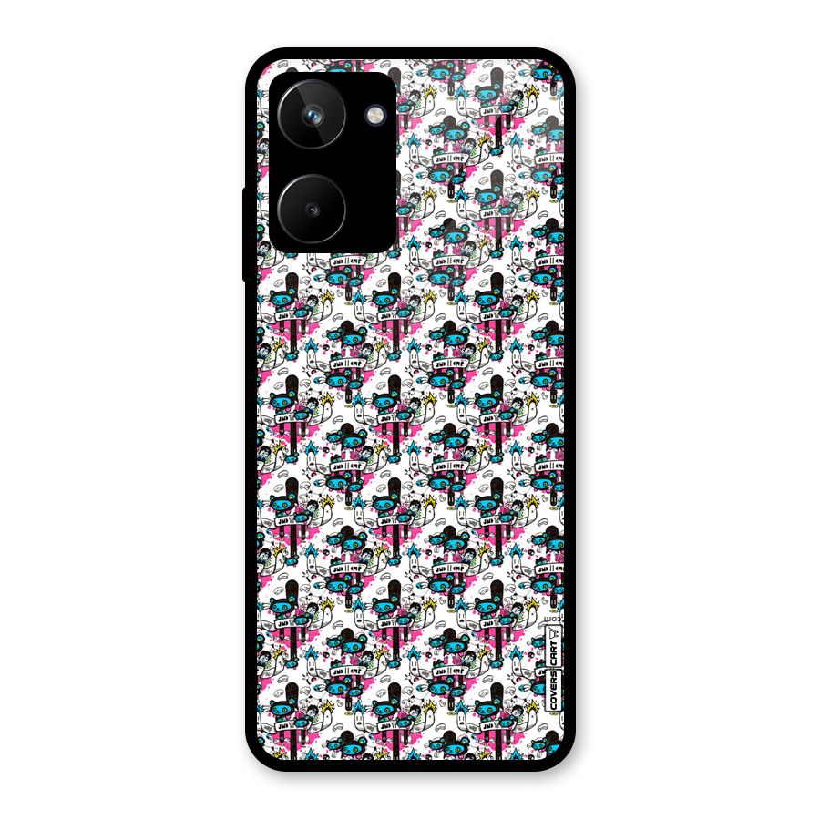 Blue Pink Pattern Glass Back Case for Realme 10