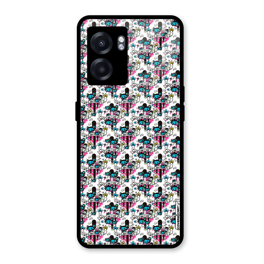 Blue Pink Pattern Glass Back Case for Realme Narzo 50 5G