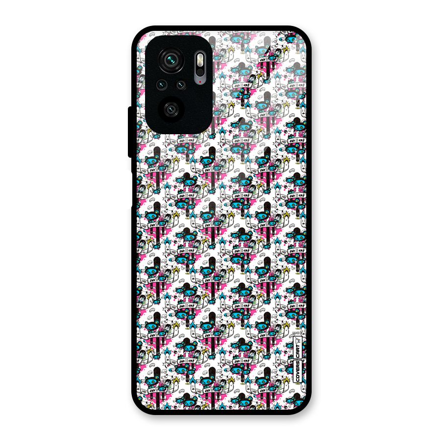 Blue Pink Pattern Glass Back Case for Redmi Note 10S