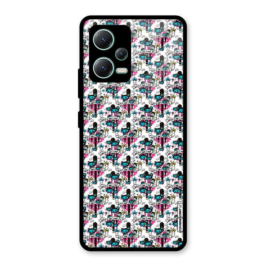 Blue Pink Pattern Glass Back Case for Redmi Note 12 5G