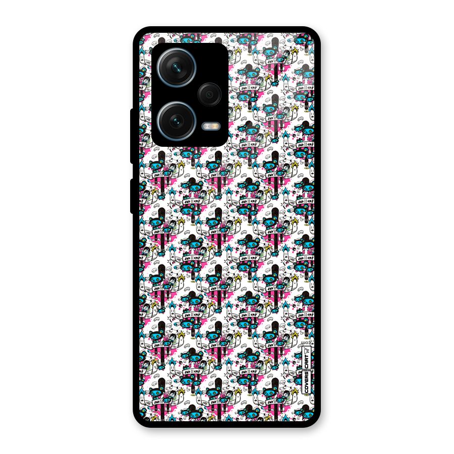 Blue Pink Pattern Glass Back Case for Redmi Note 12 Pro Plus 5G