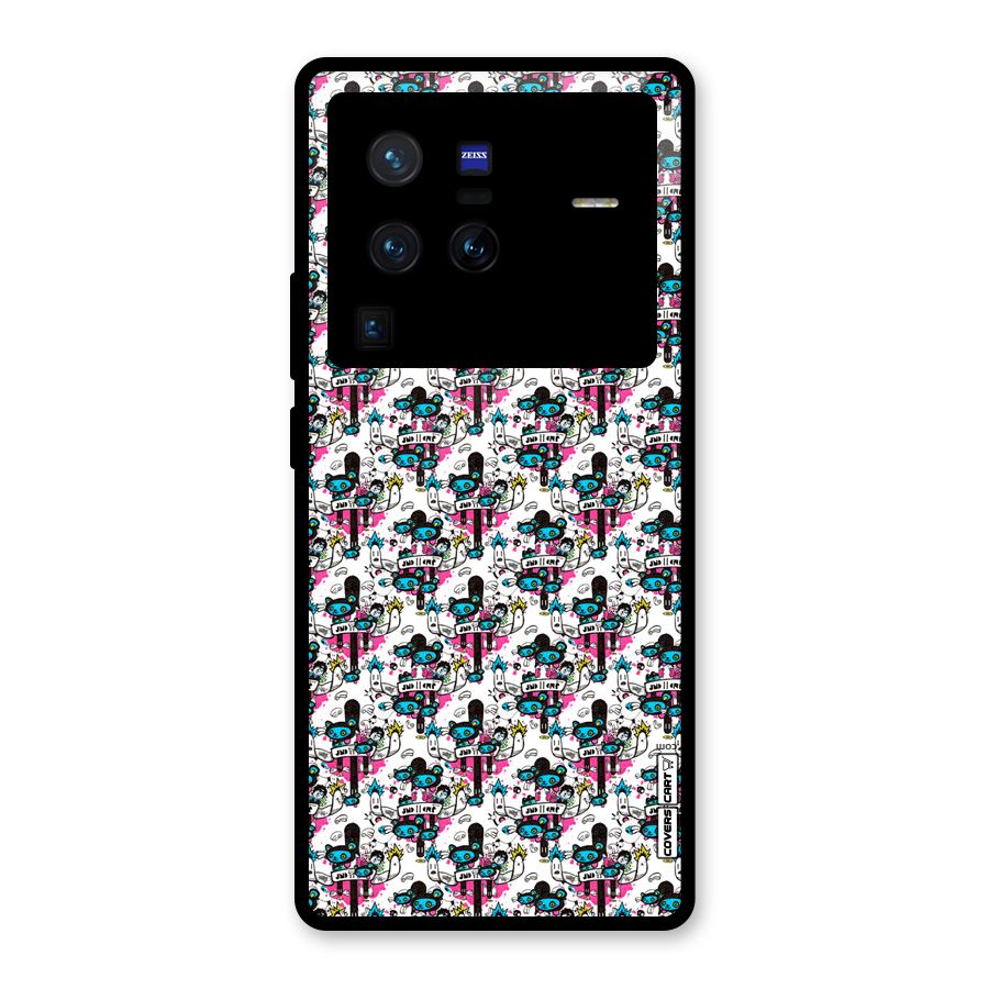 Blue Pink Pattern Glass Back Case for Vivo X80 Pro