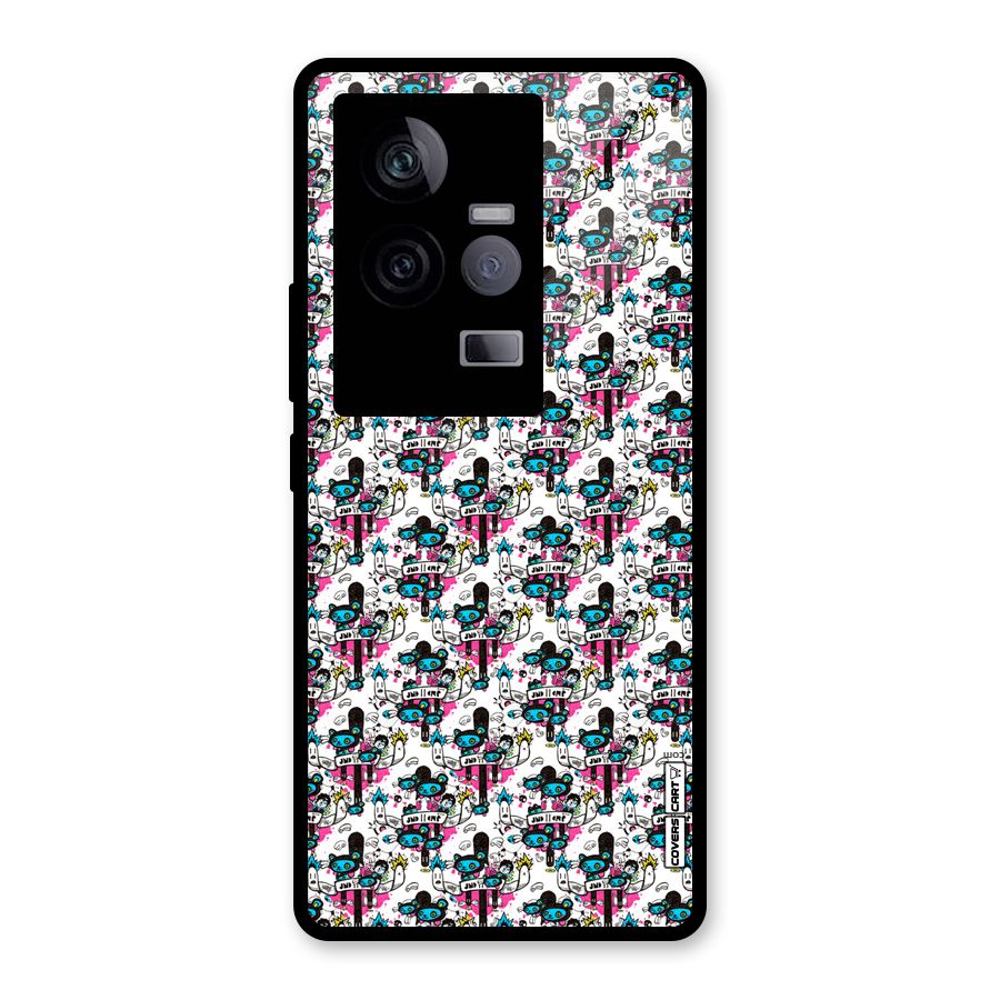 Blue Pink Pattern Glass Back Case for Vivo iQOO 11 5G