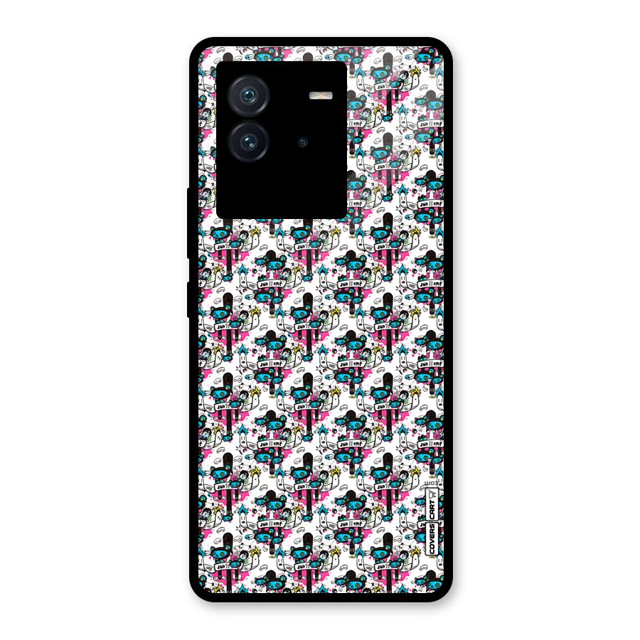 Blue Pink Pattern Glass Back Case for Vivo iQOO Neo 6 5G