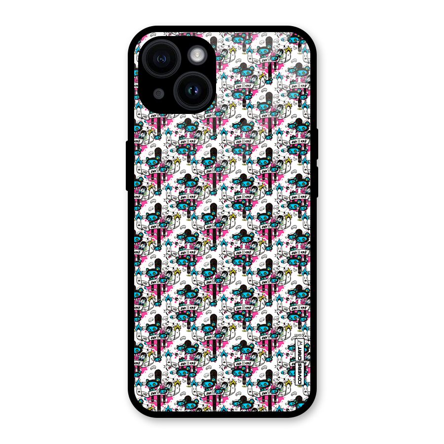 Blue Pink Pattern Glass Back Case for iPhone 14
