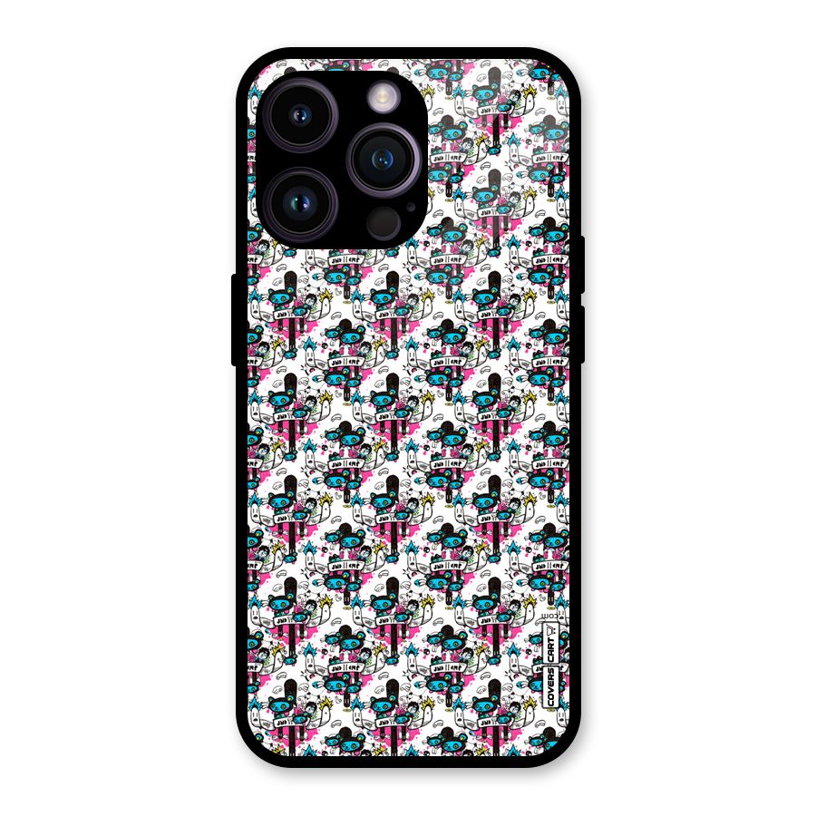 Blue Pink Pattern Glass Back Case for iPhone 14 Pro Max