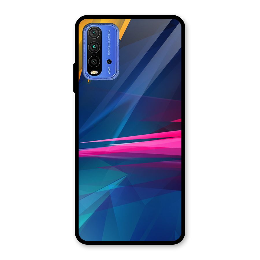 Blue Red Abstract Glass Back Case for Redmi 9 Power