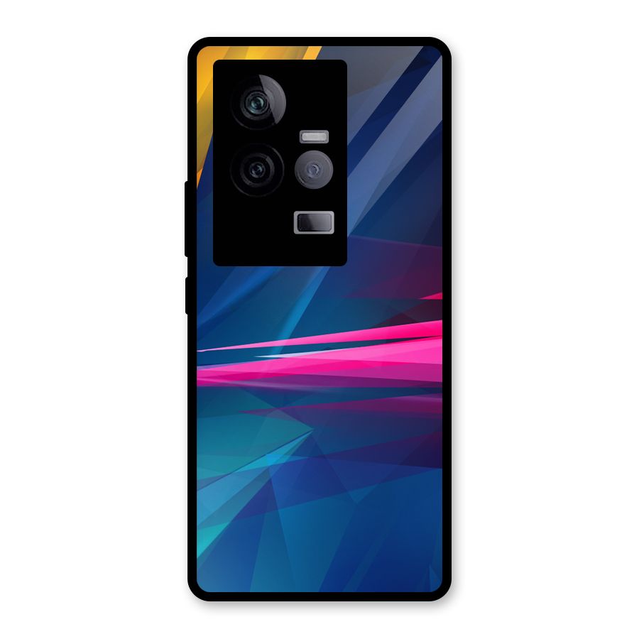 Blue Red Abstract Glass Back Case for Vivo iQOO 11 5G