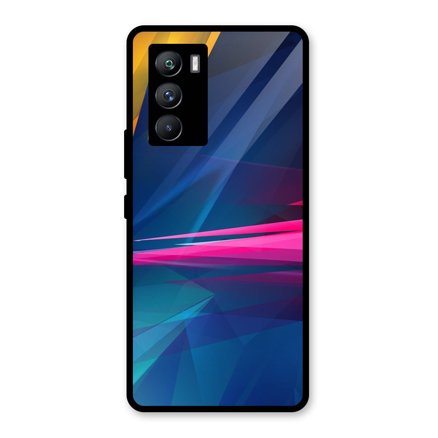 Blue Red Abstract Glass Back Case for Vivo iQOO 9 SE