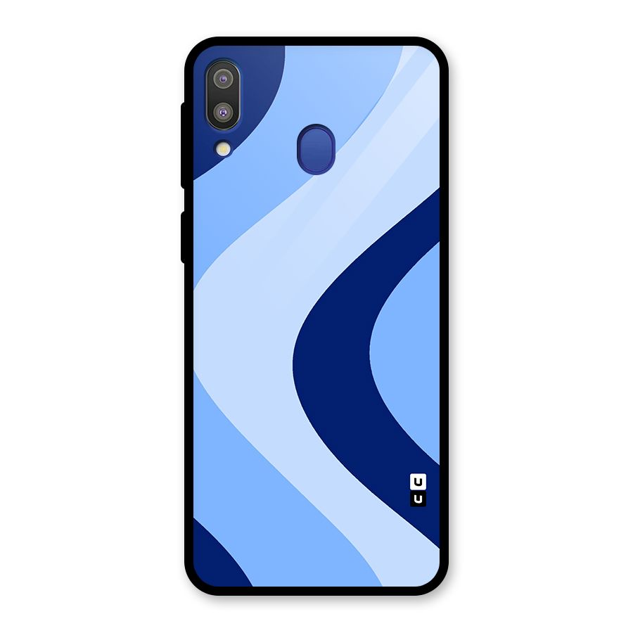 Blue Shade Curves Glass Back Case for Galaxy M20