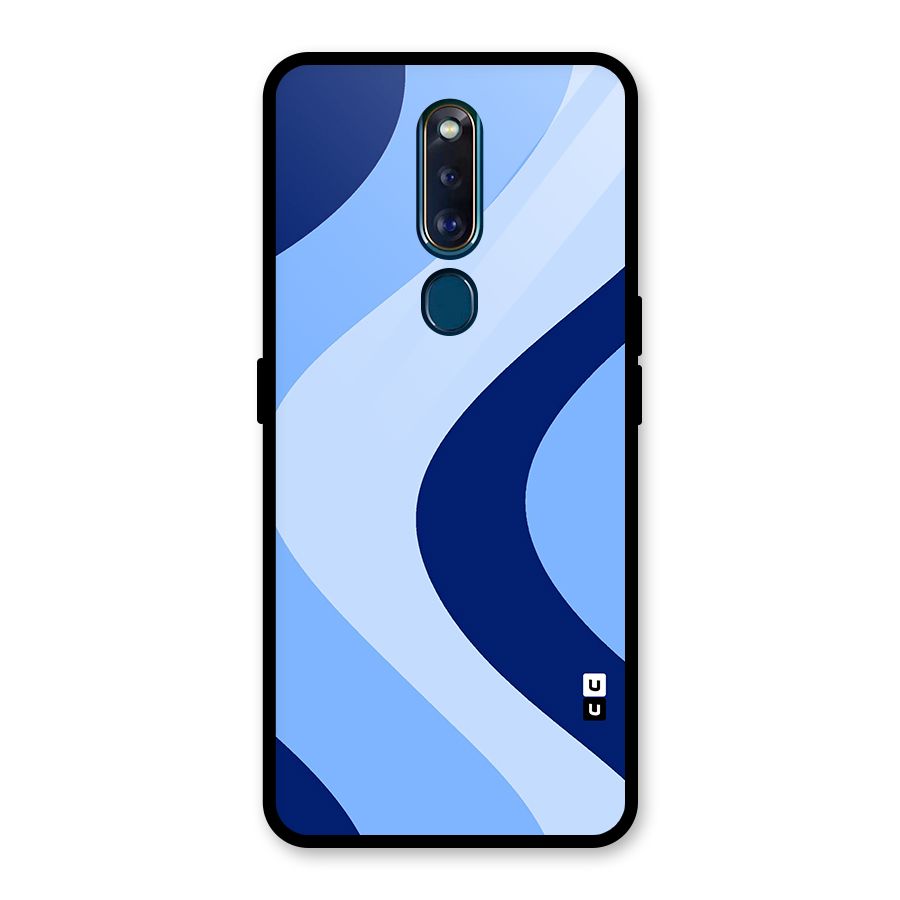 Blue Shade Curves Glass Back Case for Oppo F11 Pro