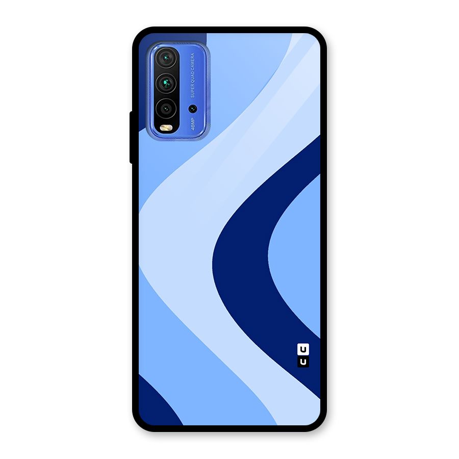 Blue Shade Curves Glass Back Case for Redmi 9 Power